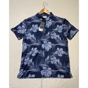 YATTA GOLF Polo Shirt  PALMS (Men’s M) Tropical Floral UV sun protection NWT